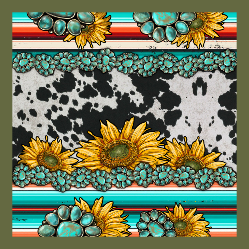 Sunflower Cowhide Serape Coaster Long Sleeve Tee by BarkalooDesign | Teevron