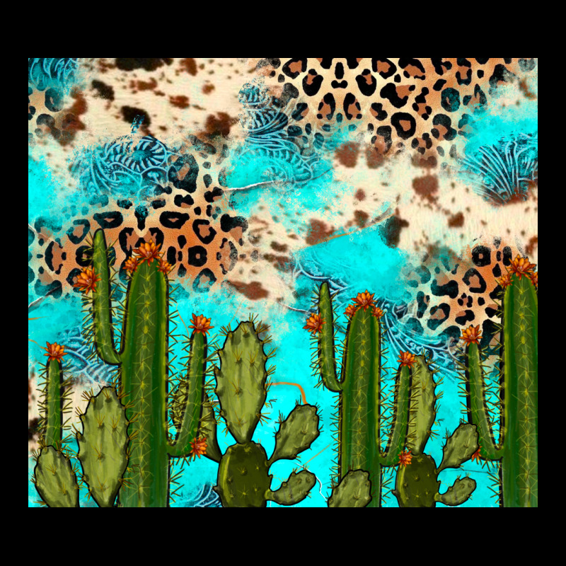 Cactus Turquoise Leopard Cowhide Tumbler Rana Ladies Tee by RanaPortraitStore | Teevron