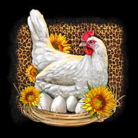 Perched Chicken With Sunflowers Leopard Background Long Sleeve Tee | Teevron