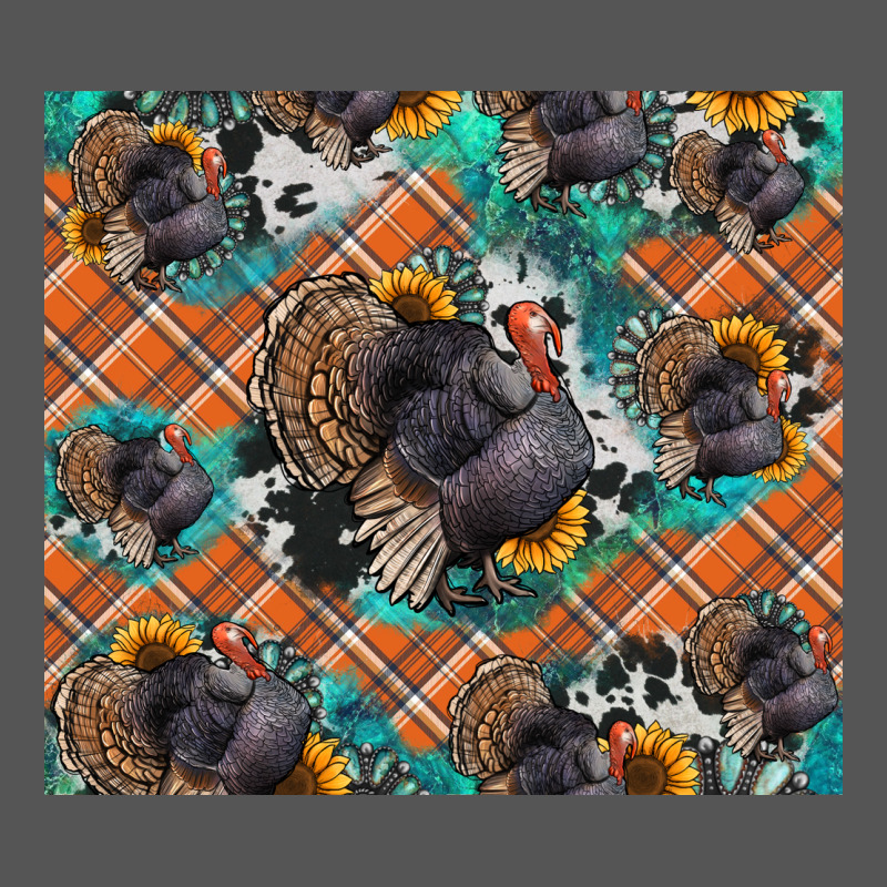 Thanksgiving Turkey Sunflower Turquoise Zipper Hoodie by NancyCooperArtShop | Teevron