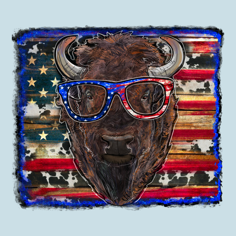 Bison With American Flag Ladies Tee by RanaPortraitStore | Teevron