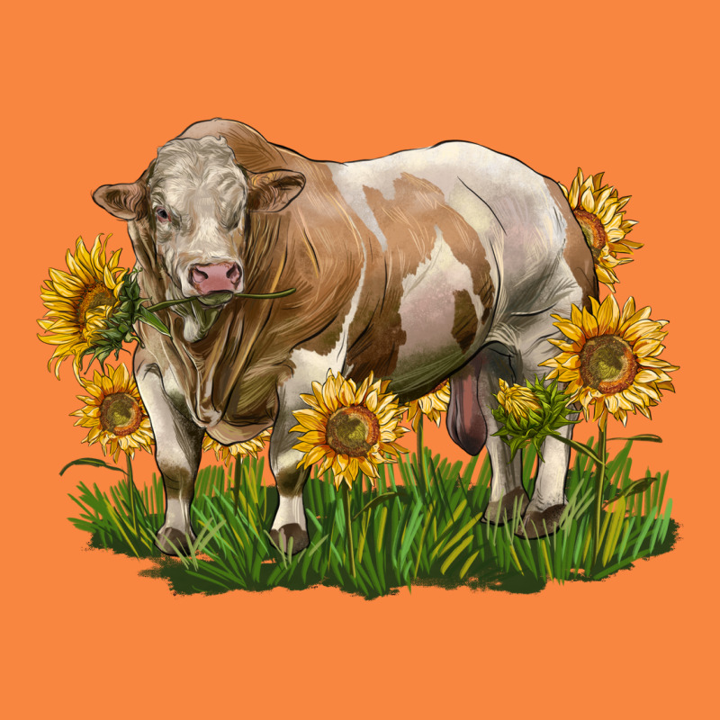 Simmental Bull With Sunflowers Premium Sweatshirt by LillyAllenDesigns | Teevron