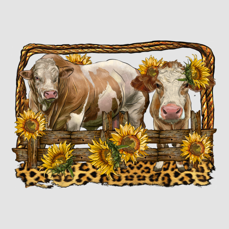 Simmental Bull And Heifer With Sunflowers Premium Sweatshirt by LillyAllenDesigns | Teevron
