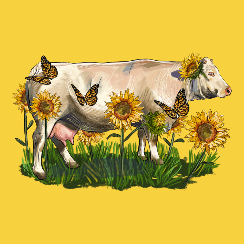 Charolais Cow With Sunflower Premium Sweatshirt by LillyAllenDesigns | Teevron