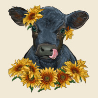 Black Angus Calf With Sunflowers Ladies Tee | Teevron