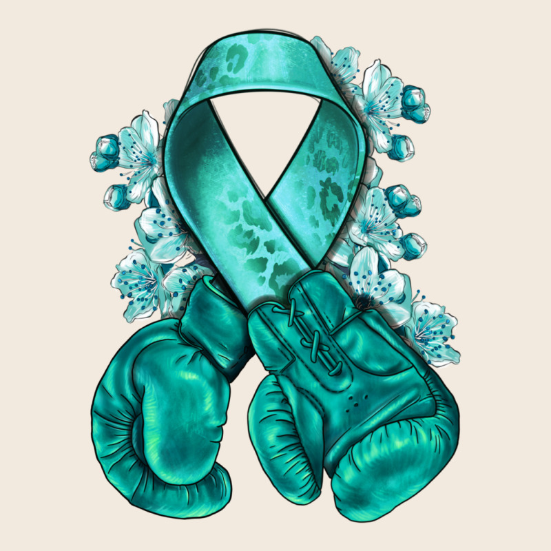 Ovarian Cancer Teal Ribbon With Boxing Gloves Zipper Hoodie by NancyCooperArtShop | Teevron