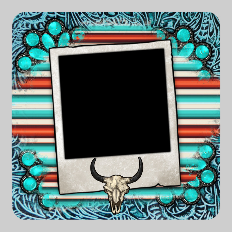 Gemstone Turquoise Serape Custom Photo Frame Coaster Premium Tee by BarkalooDesign | Teevron