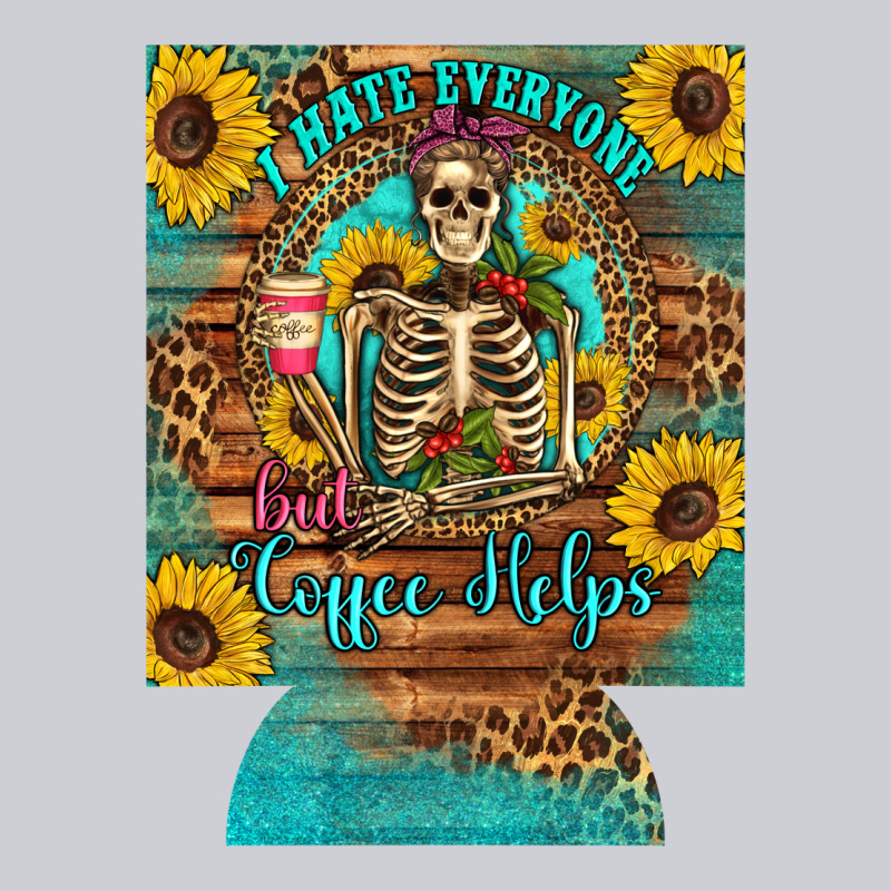 I Hate Everyone But Coffee Helps Western Skeleton Coffee Sunflowers 12 Heavyweight Sweatshirt by Artiststas | Teevron