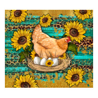 western farm chicken coop animals sunflowers leopard turquoise wooden | Teevron
