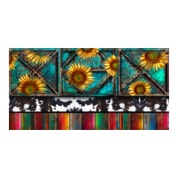 Rusty Sunflowers with Cowhide and Turquoise | Teevron