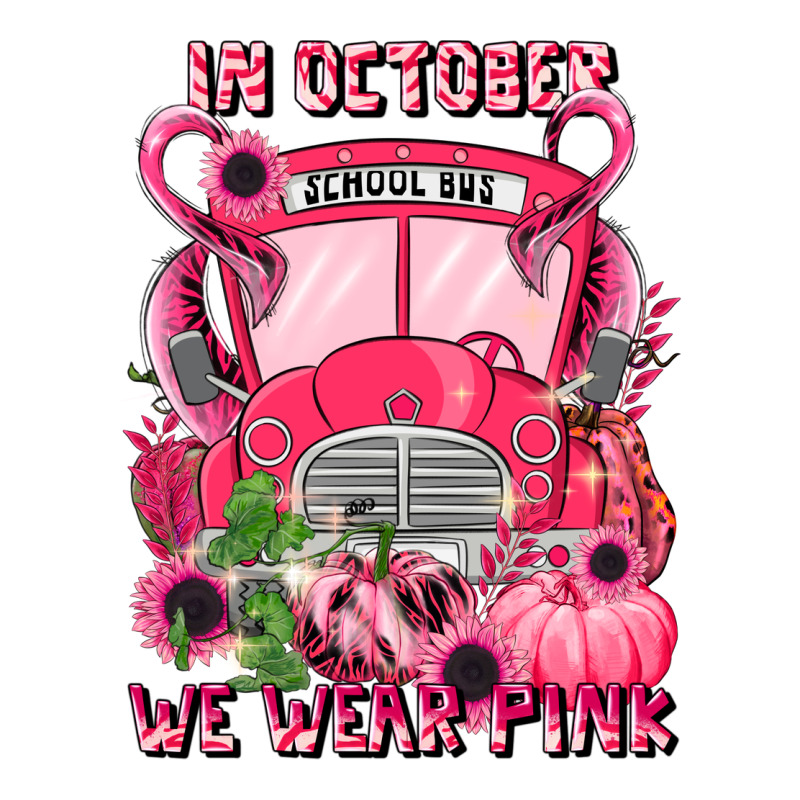 In October We Wear Pink Halloween School Bus Heavyweight Hoodie by LillyAllenDesigns | Teevron