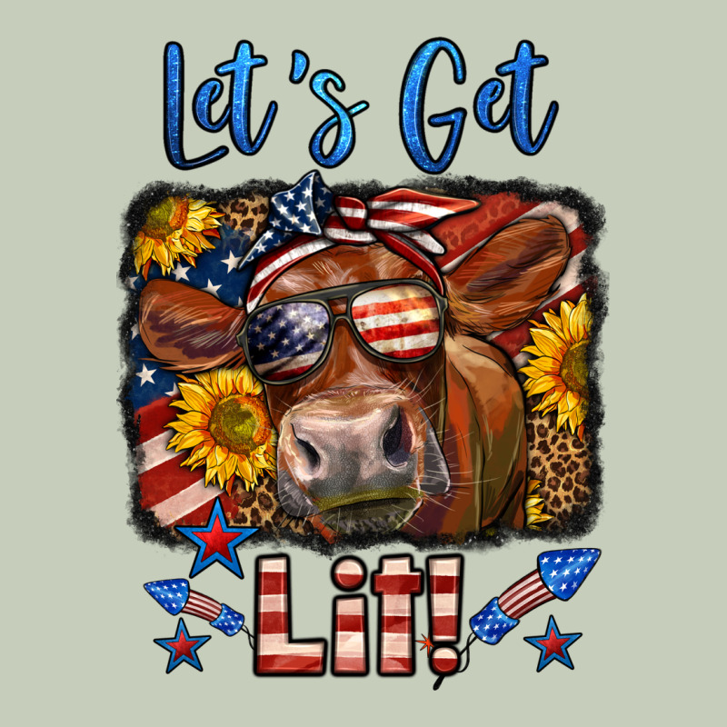 Let's Get Lit 4th Of July Cow Long Sleeve Tee by LillyAllenDesigns | Teevron