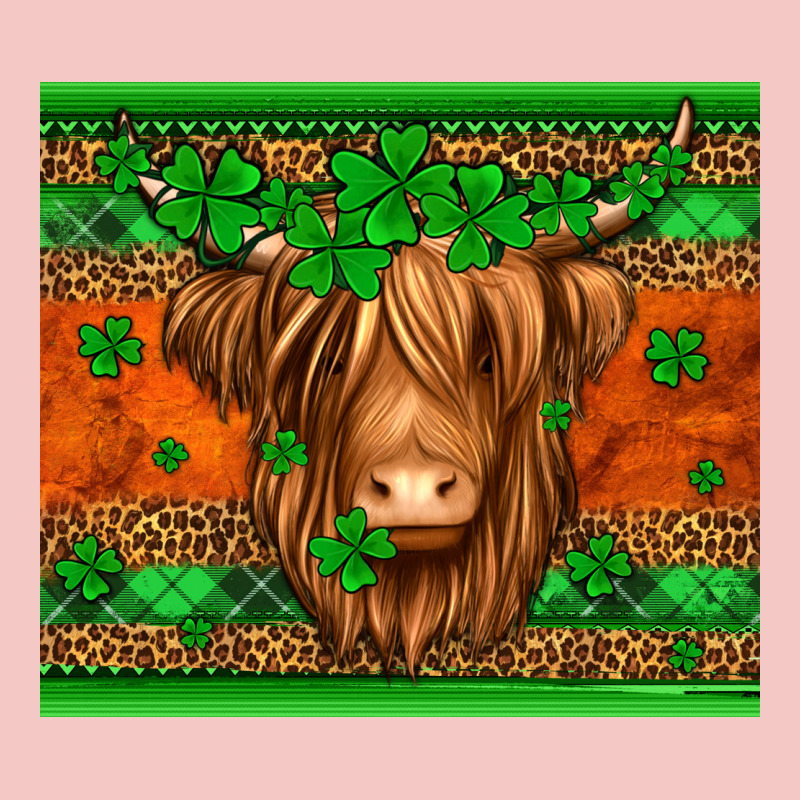 St Patricks Day Long Haired Cow Urban Heavy Tee by Jasminsmagicworld | Teevron
