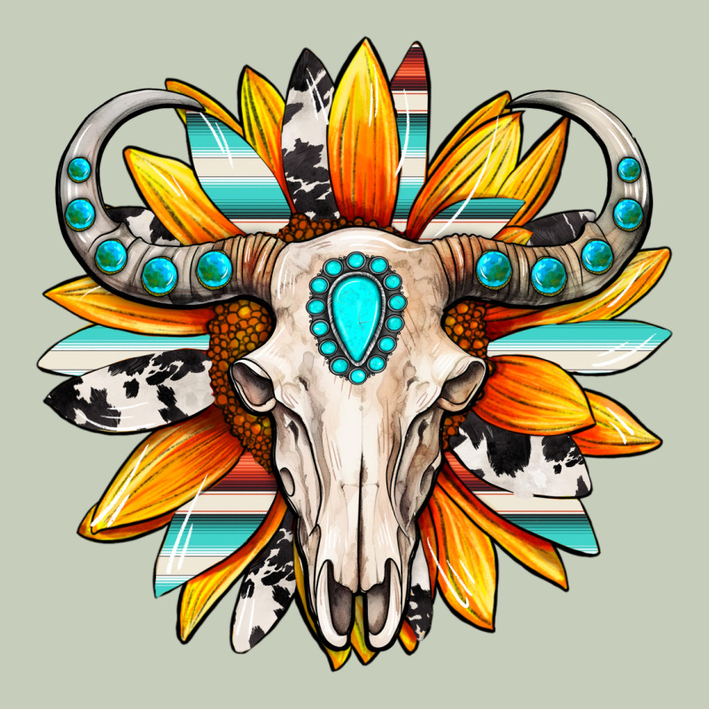 Western Bull Skull Sunflower Ladies Tee by MaliasSmallBusiness | Teevron