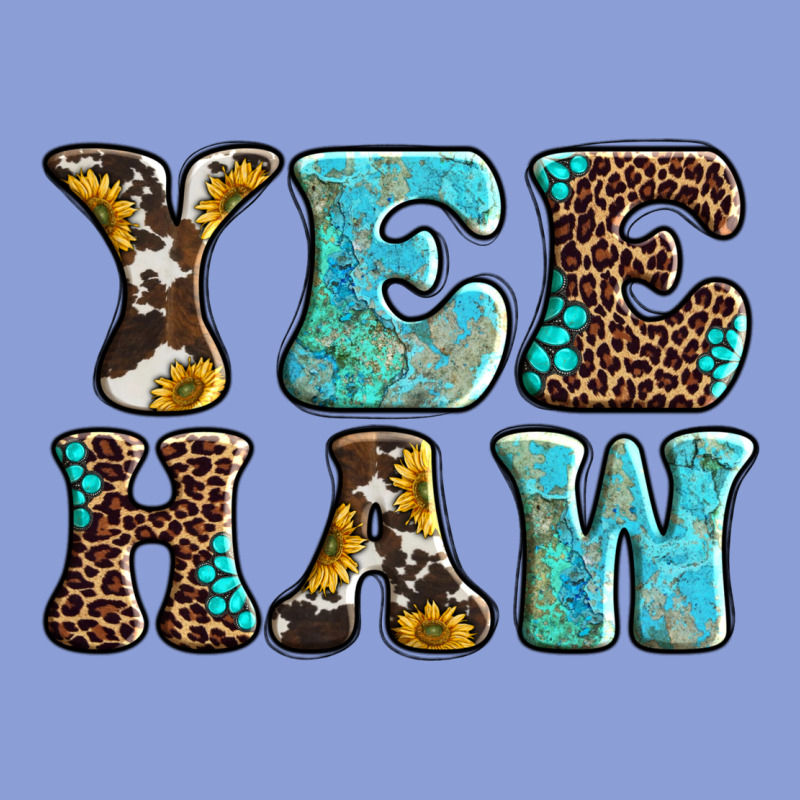 Western Sunflowers Turquoise Leopard Yee Haw Long Sleeve Tee by BarkalooDesign | Teevron