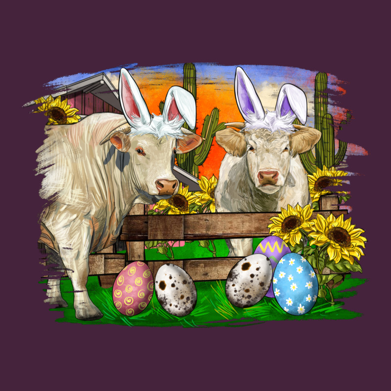 Easter Farm Cows Bunny Ears And Eggs Premium Tee by RanaPortraitStore | Teevron