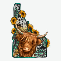 Idaho Map Long Haired Cow Urban Heavy Tee | Teevron