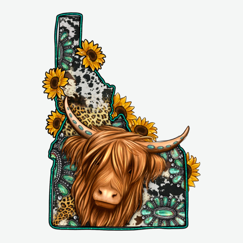 Idaho Map Long Haired Cow Urban Heavy Tee by Jasminsmagicworld | Teevron