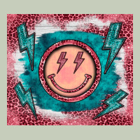 Western Lightning Bolt Smiling Face Turquoise Long Sleeve Tee | Teevron