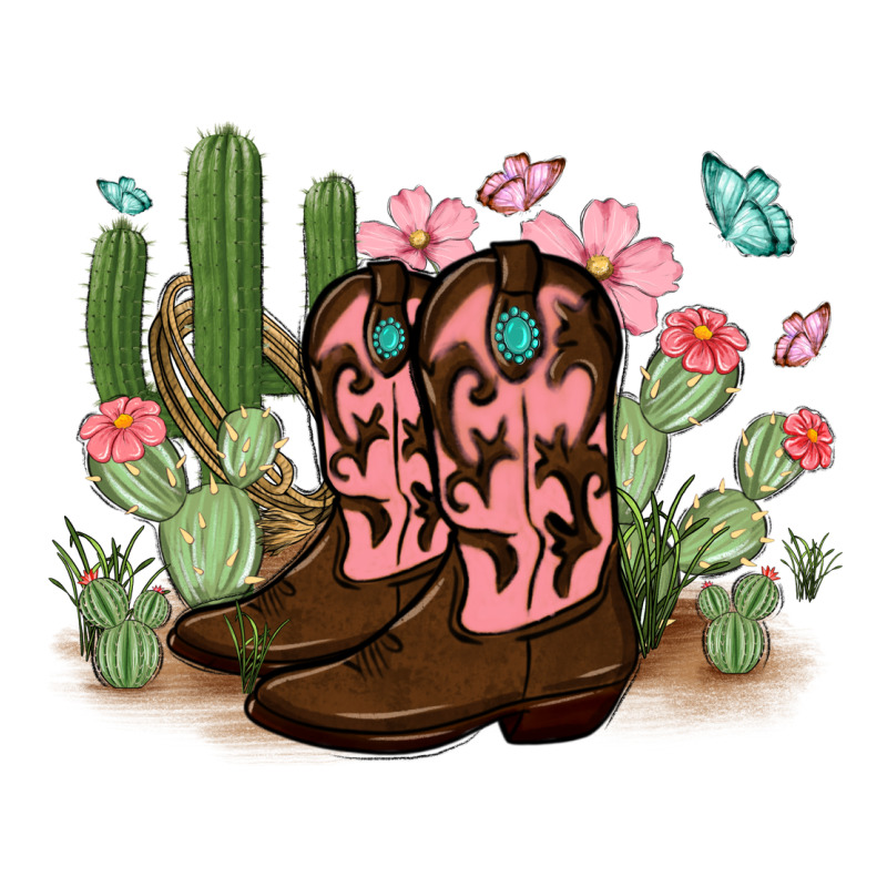 Cowboy Boots With Cactus Ladies Tee by MaliasSmallBusiness | Teevron
