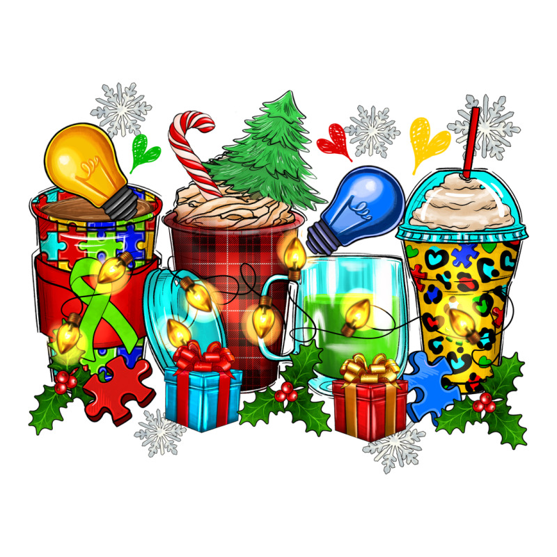 Autism Christmas Coffee Cups Premium Tee by Zillion Design Studio | Teevron