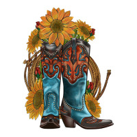 western boots with sunflowers | Teevron