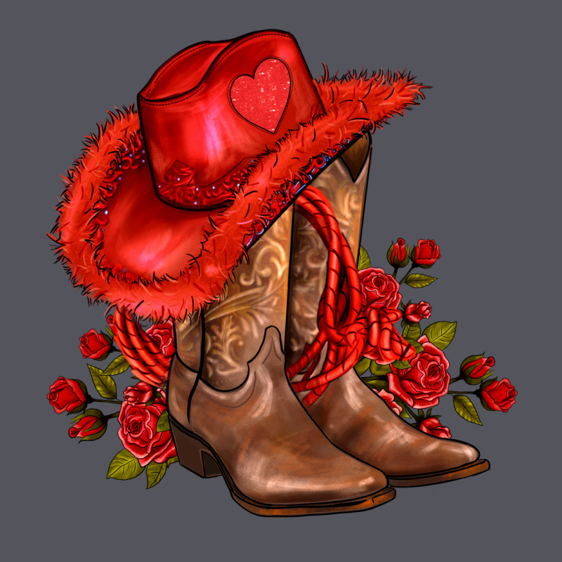 Valentines Day Cowboy Boots Red  And Roses Vintage Hoodie by AdoDesignShop | Teevron