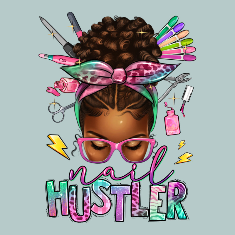 Nail Hustler Afro Messy Bun Heavy Core Tee by texasbilliewilder | Teevron