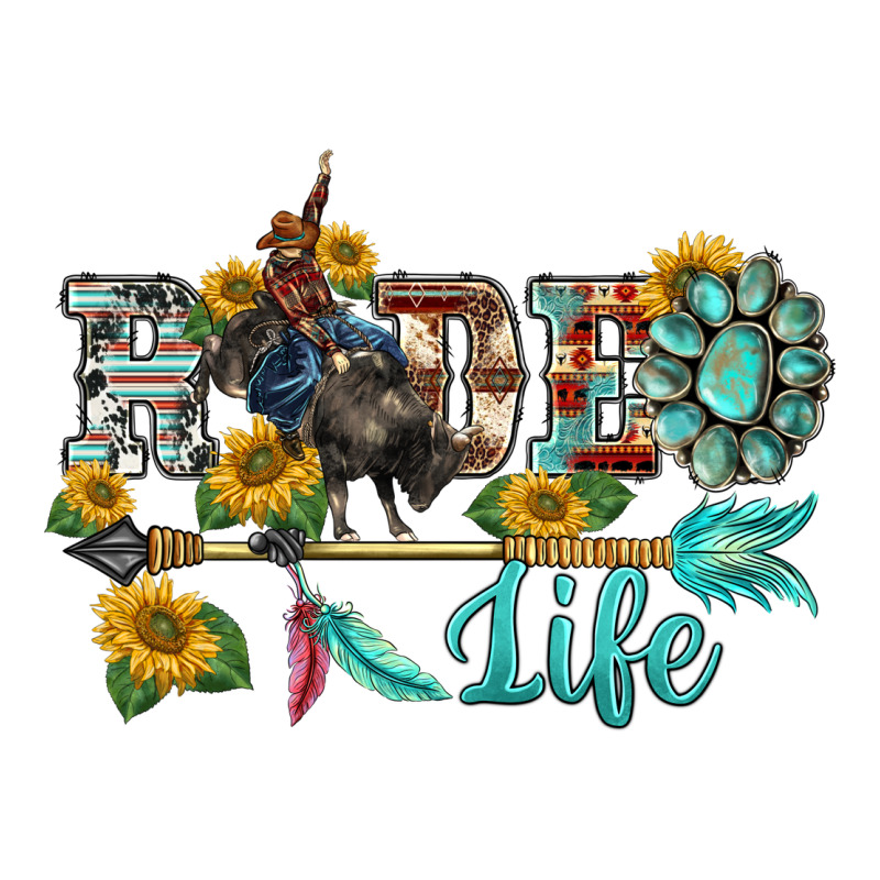 Western Rodeo Bullfighter  Life Turquoise's Gemstones Arrow Sunflowers Premium Tee by BarkalooDesign | Teevron