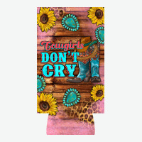 Cowgirls Don't Crty Boots Hat Sunflowers 12 Oz Can Cooler  (slim) Urban Heavy Tee | Teevron