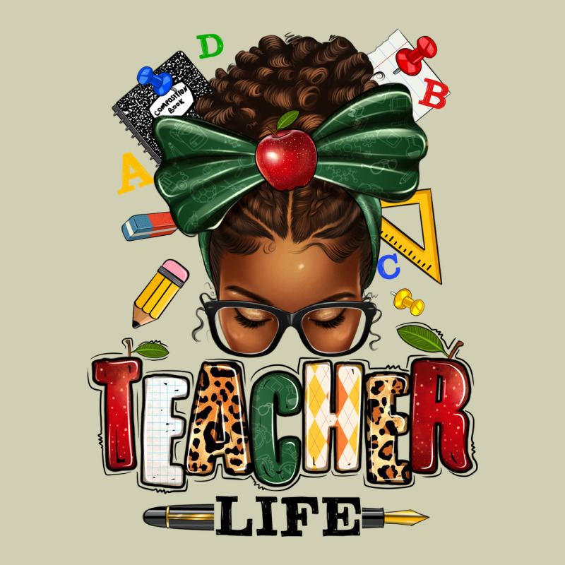 Teacher Life Afro Messy Bun Heavy Core Tee by texasbilliewilder | Teevron