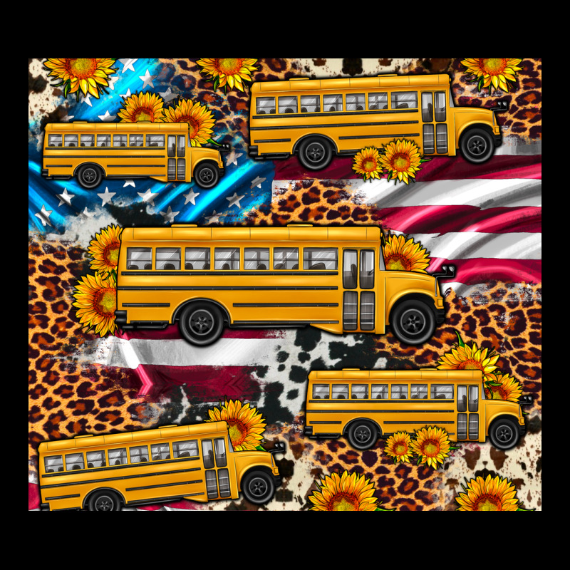 School Bus American Flag Sunflower Cowhide Leopard Heavy Core Tee by Artiststas | Teevron