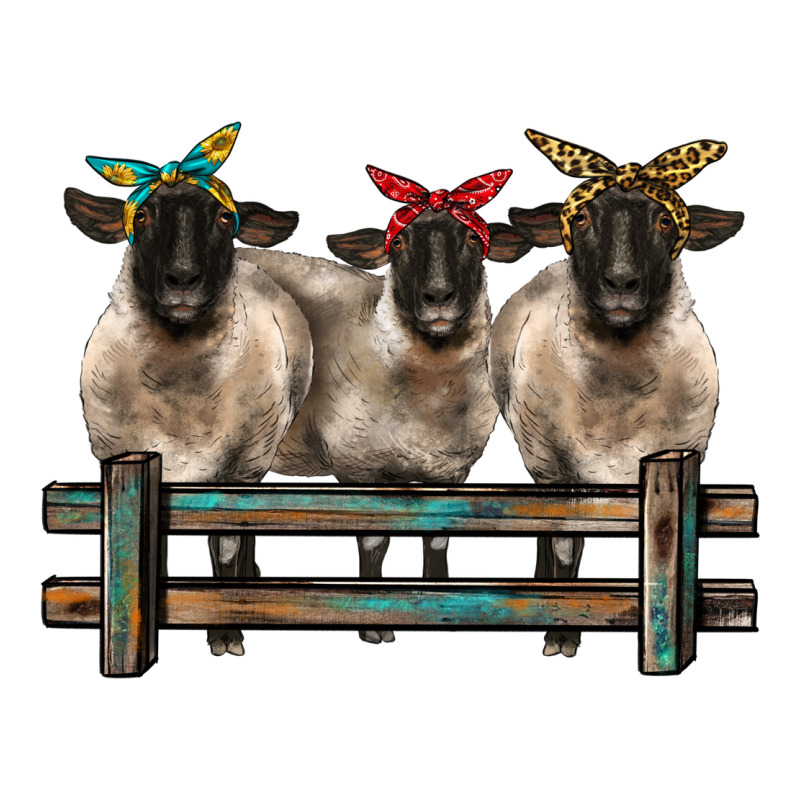 3 Sheeps Suffolk Ewe With Bandanas And Fence Premium Tee by BarkalooDesign | Teevron