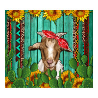 goat with sunflower and cactus | Teevron