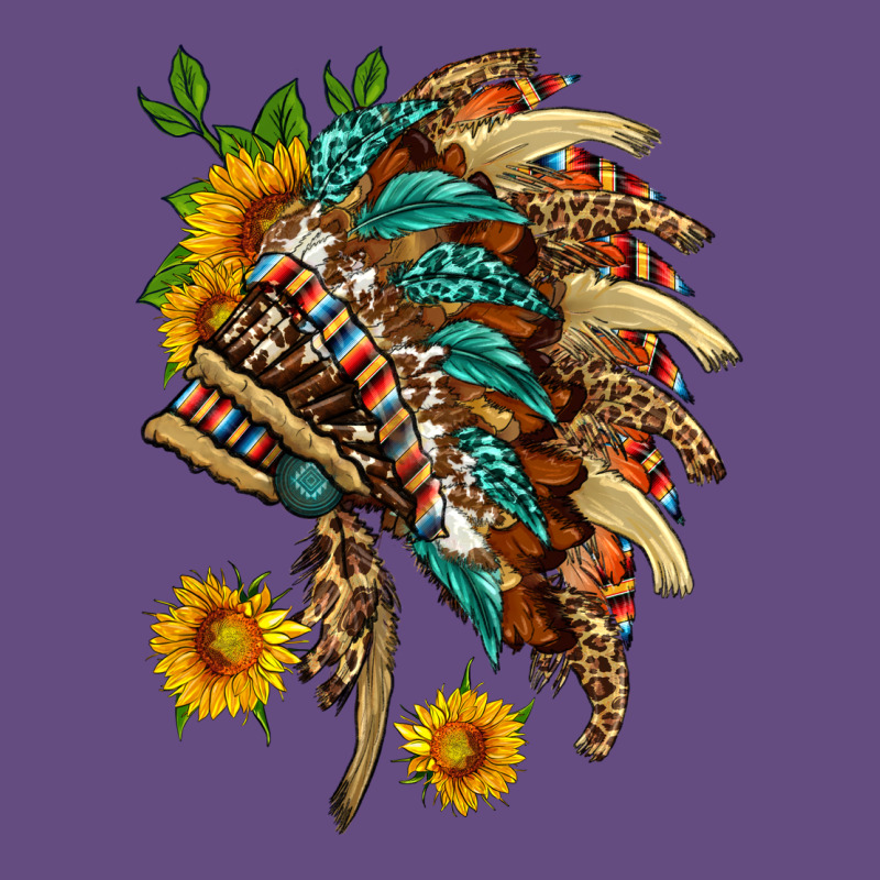 Indian Headdress With Pattern And Sunflowers Vintage Hoodie by HRA Design Shop | Teevron