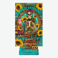 I Hate Everyone But Coffee Helps Western Skeleton Coffee Sunflowers 12 Urban Heavy Tee | Teevron
