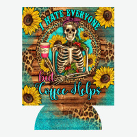 I Hate Everyone But Coffee Helps Western Skeleton Coffee Sunflowers 12 Urban Heavy Tee | Teevron