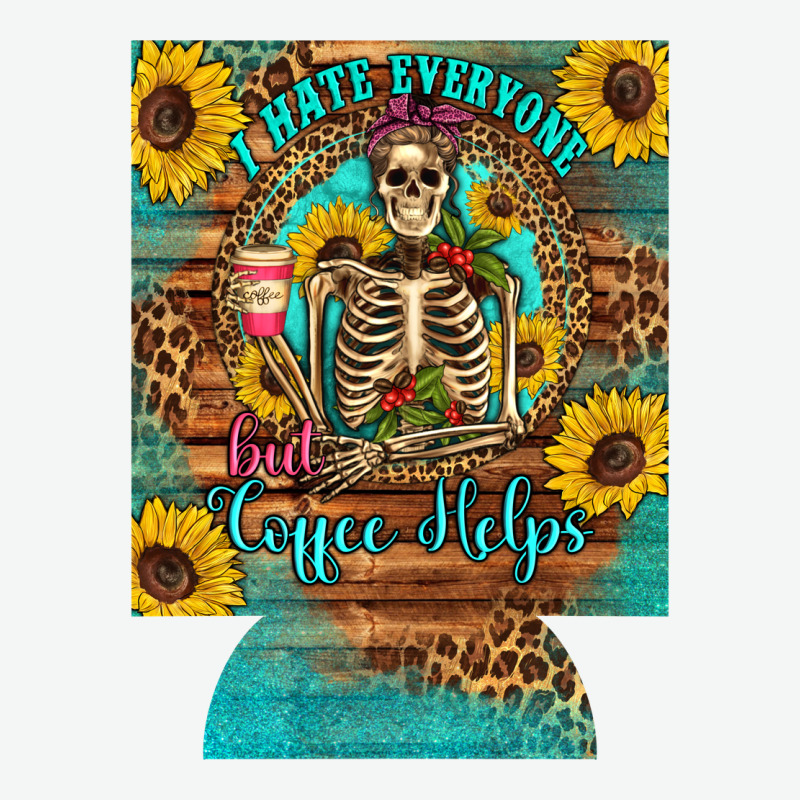 I Hate Everyone But Coffee Helps Western Skeleton Coffee Sunflowers 12 Urban Heavy Tee by Artiststas | Teevron