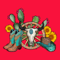 Wheel Bull Skull Western Cowboy Classic Tee | Teevron