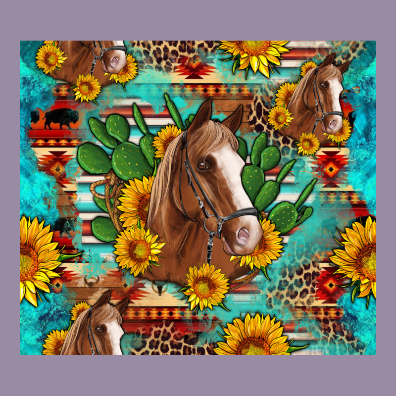 Sunflowers And Cactus Horses Turquoise Aztec Leopard Background Classic Tee by Artiststas | Teevron