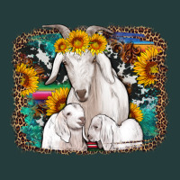 Goat Family With Sunflowers Western Serape Turquoise Background Classic Tee | Teevron