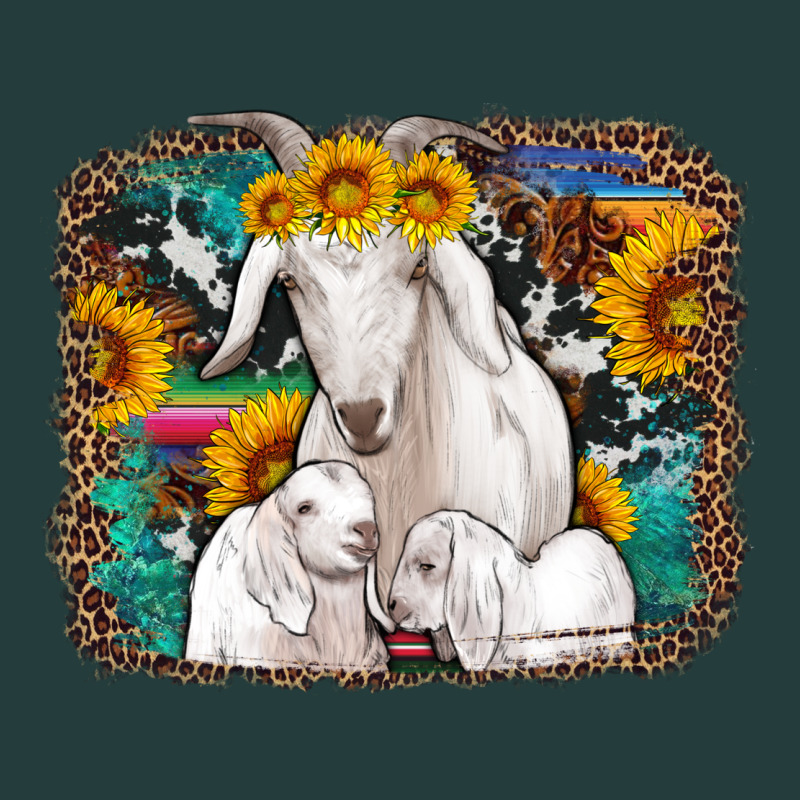 Goat Family With Sunflowers Western Serape Turquoise Background Classic Tee by Artiststas | Teevron