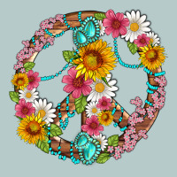 Floral Peace Sign With Gemstone Heavy Core Tee | Teevron
