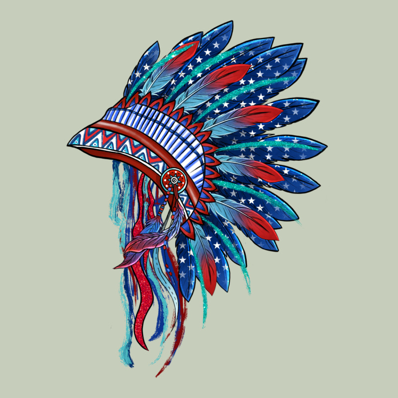 Indian Headdress With American Flag Long Sleeve Tee by BarkalooDesign | Teevron