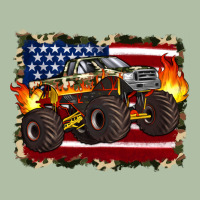 American Flag Monster Truck Urban Heavy Tee | Teevron