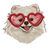 white pomeranian with love glasses | Teevron