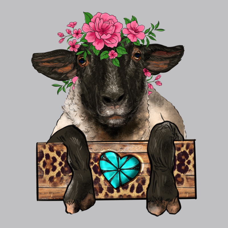 Suffolk Ewe Peeking With Floral Headdress Long Sleeve Tee by BarkalooDesign | Teevron
