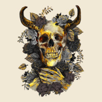 Bull Human Skull With Gold Roses Premium Tee | Teevron