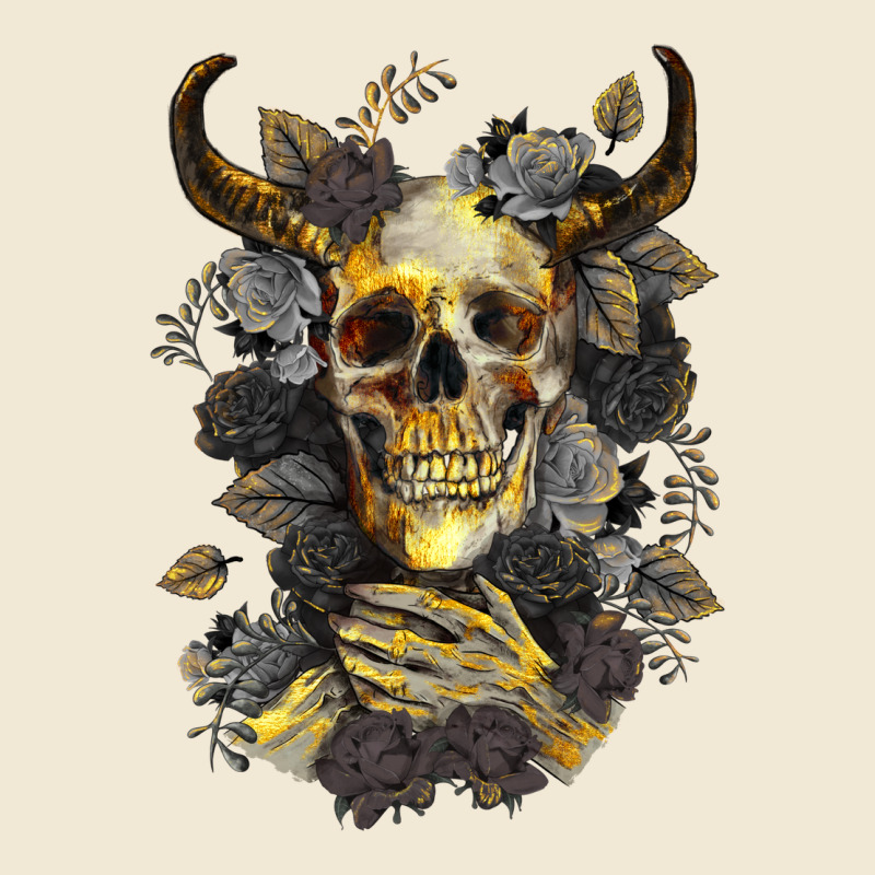 Bull Human Skull With Gold Roses Premium Tee by RanaPortraitStore | Teevron
