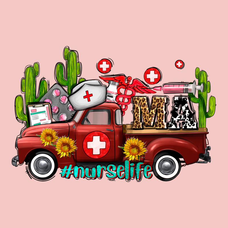 Ma Medical Assistant Nurse Truck With Cactus And Sunflowers Urban Heavy Tee by AdoDesignShop | Teevron